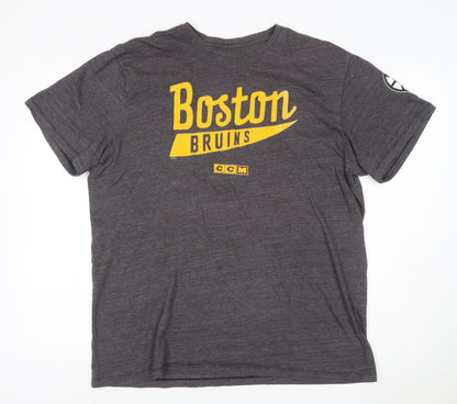 CCM Men's Grey Boston Bruins Graphic Sports T-Shirt XL