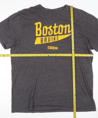 CCM Men's Grey Boston Bruins Graphic Sports T-Shirt XL