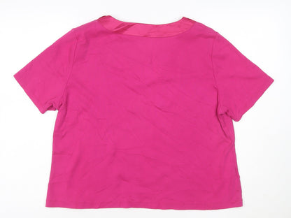 CC Petite Women's Pink Beaded Scoop Neck Cotton T-Shirt XL