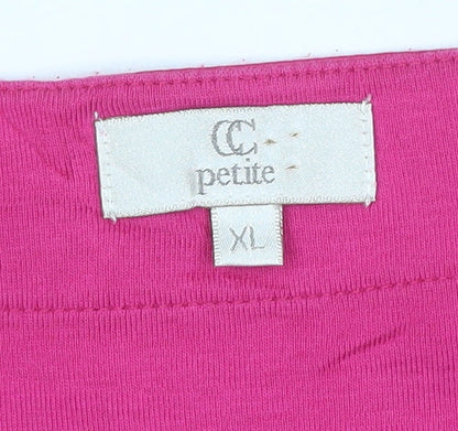 CC Petite Women's Pink Beaded Scoop Neck Cotton T-Shirt XL