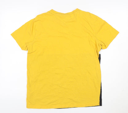 Fila Womens Yellow Colourblock Logo Cotton T-Shirt Size S
