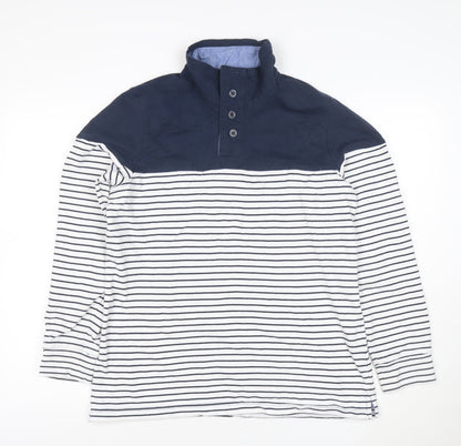 Regatta Womens Navy Striped Henley Sweatshirt Size 14 Cotton Blend