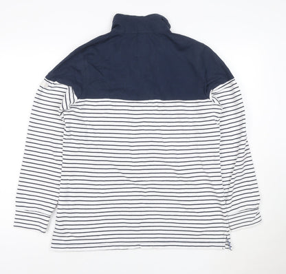 Regatta Womens Navy Striped Henley Sweatshirt Size 14 Cotton Blend