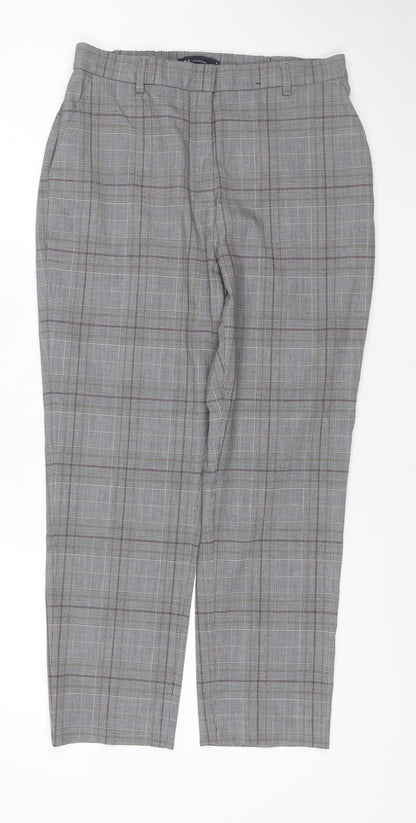 Marks and Spencer Women’s Grey Check Straight Leg Trousers Size 12