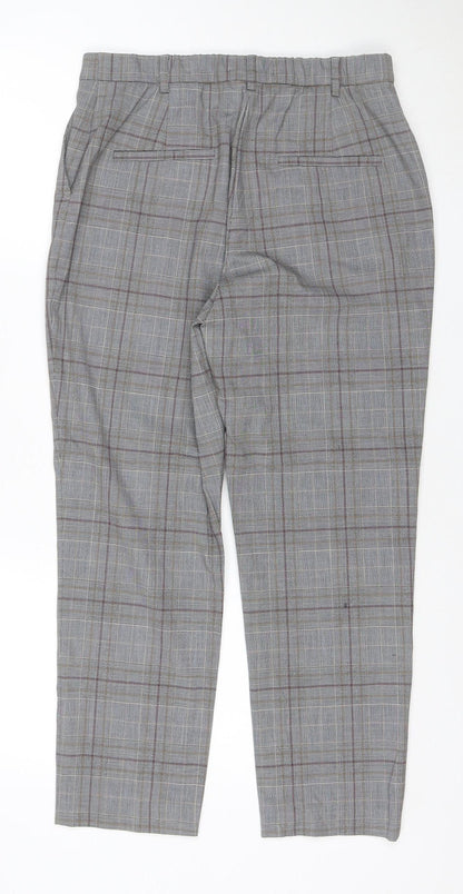 Marks and Spencer Women’s Grey Check Straight Leg Trousers Size 12