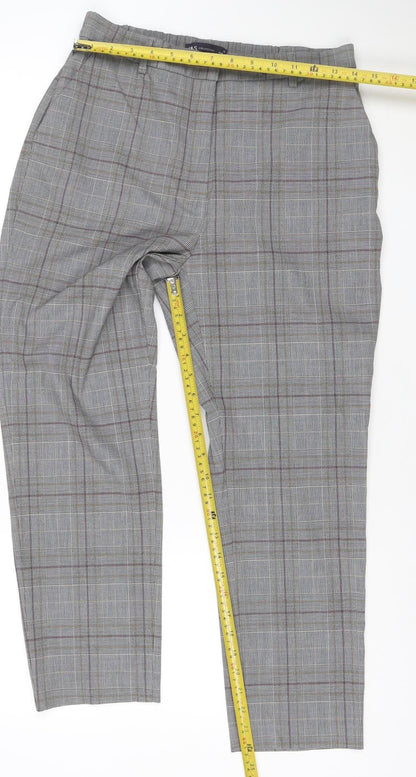 Marks and Spencer Women’s Grey Check Straight Leg Trousers Size 12