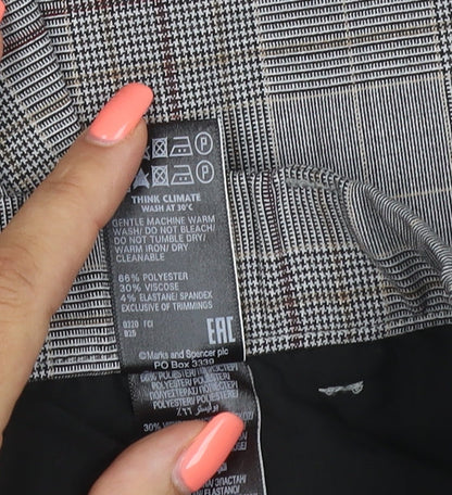 Marks and Spencer Women’s Grey Check Straight Leg Trousers Size 12
