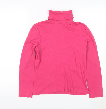Tommy Hilfiger Women’s Pink Cotton Roll Neck Long Sleeve Top M