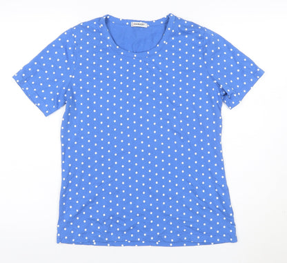 Damart Women's Blue Polka Dot Cotton Short Sleeve T-Shirt Size S
