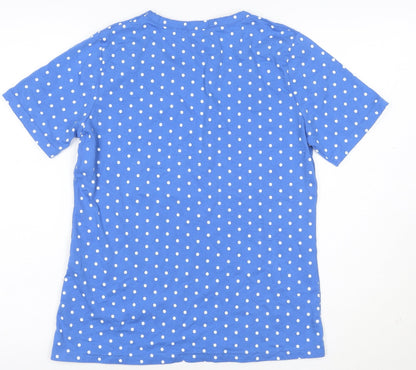 Damart Women's Blue Polka Dot Cotton Short Sleeve T-Shirt Size S