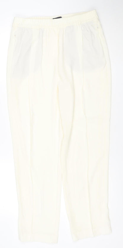 Marks and Spencer Women’s Ivory Crepe Jogger Trousers Size 12
