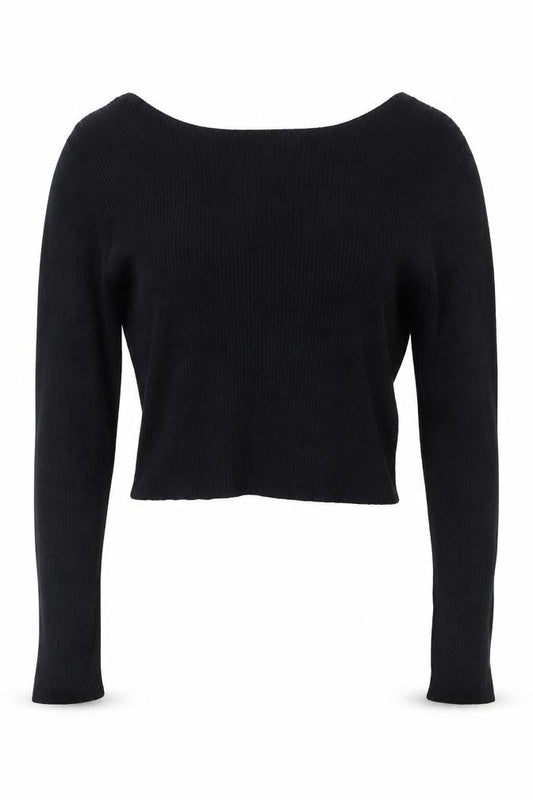 Hollister Women’s Black Wrap Ribbed Knit V-Neck Jumper Size XL