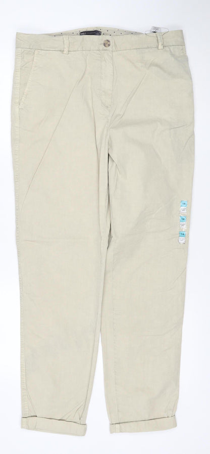 Marks and Spencer Men Beige Regular Fit Chino Trousers Size 14
