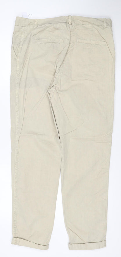 Marks and Spencer Men Beige Regular Fit Chino Trousers Size 14