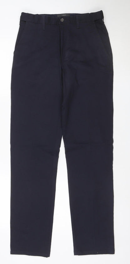 Marks and Spencer Men's Blue Regular Fit Chino Trousers 30x33