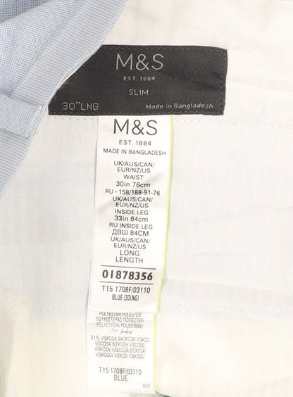 Marks and Spencer Men's Blue Slim Fit Chino Trousers 30W 33L