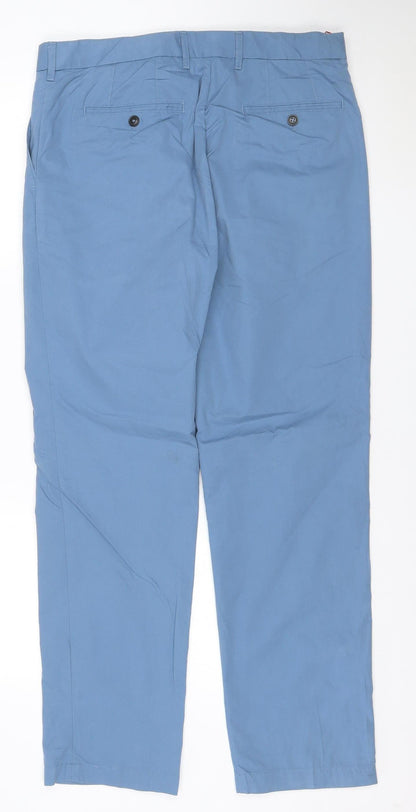 Marks and Spencer Blue Harbour Mens Blue Chino Trousers 34x31 Regular Fit
