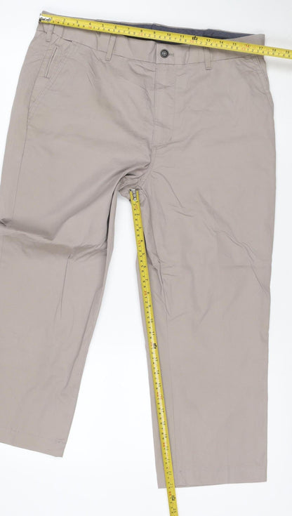 Marks and Spencer Blue Harbour Men's Beige Regular Fit Chino Trousers 36x29