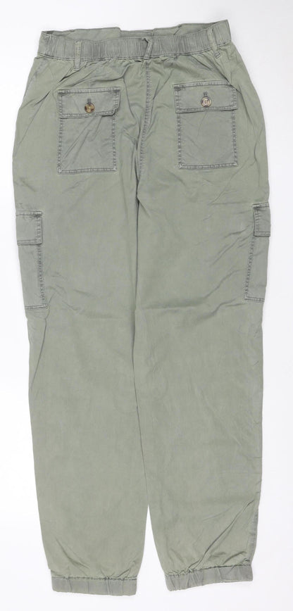 Marks and Spencer Womens Green Size 10 Cargo Trousers Lightweight Cotton Modal