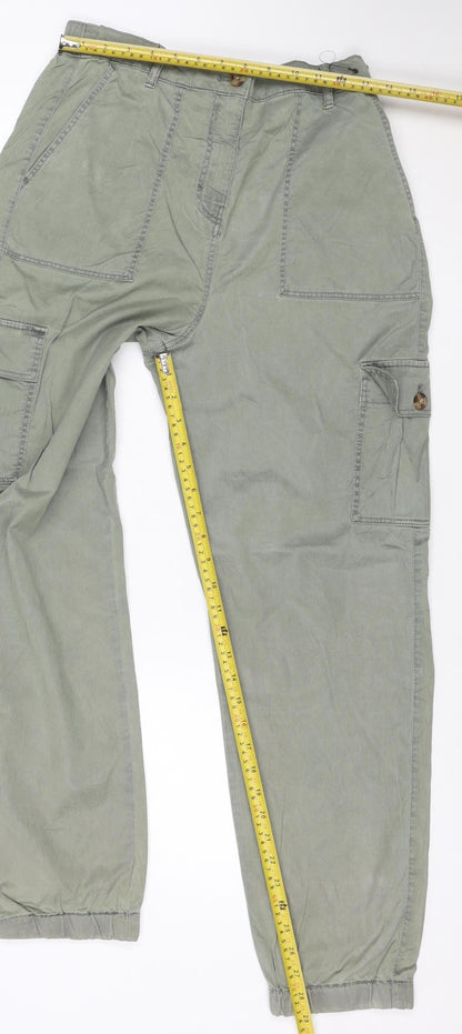 Marks and Spencer Womens Green Size 10 Cargo Trousers Lightweight Cotton Modal