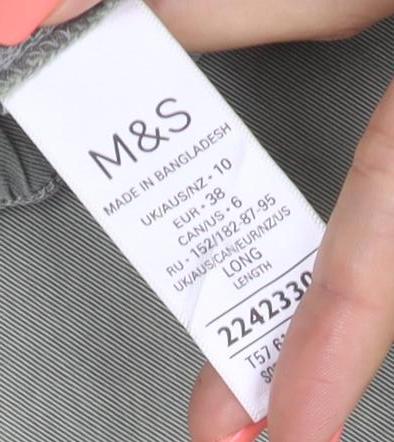 Marks and Spencer Womens Green Size 10 Cargo Trousers Lightweight Cotton Modal