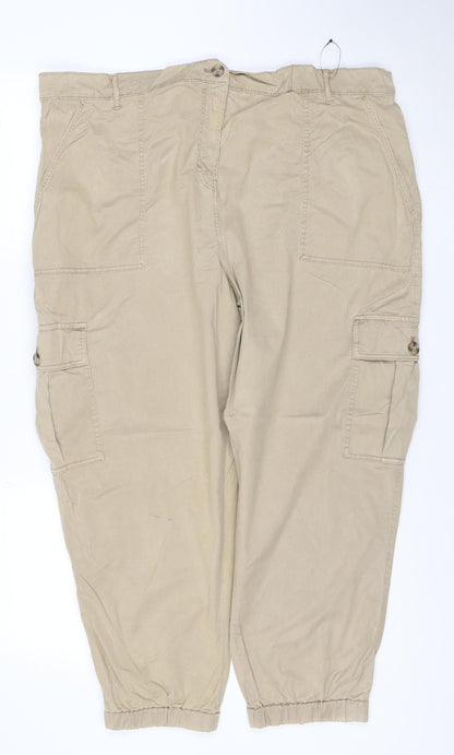 Marks and Spencer Womens Beige Cargo Trousers Size 22 Lyocell Blend