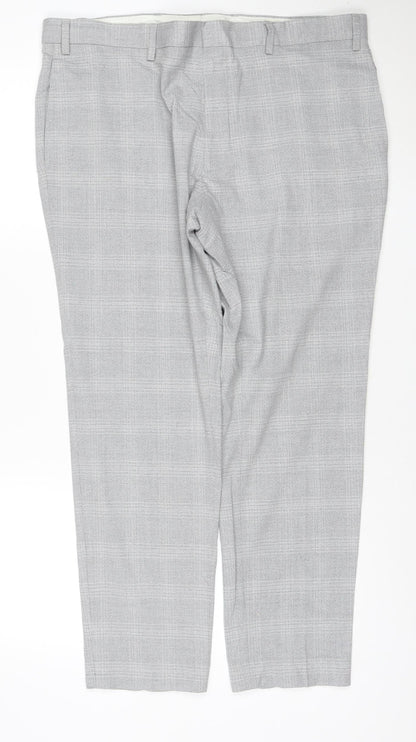 Marks and Spencer Men's Grey Check Skinny Dress Trousers 38S