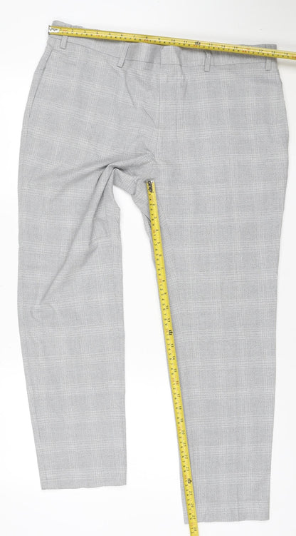 Marks and Spencer Men's Grey Check Skinny Dress Trousers 38S