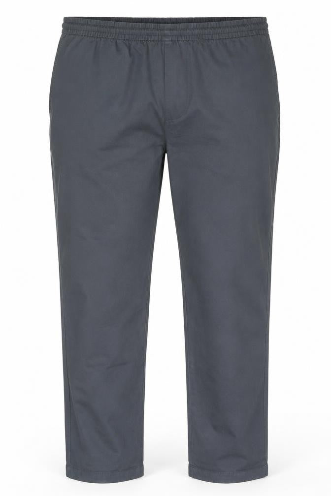Marks and Spencer Men's Grey Cotton Straight Trousers 40/33 Elastic Waist