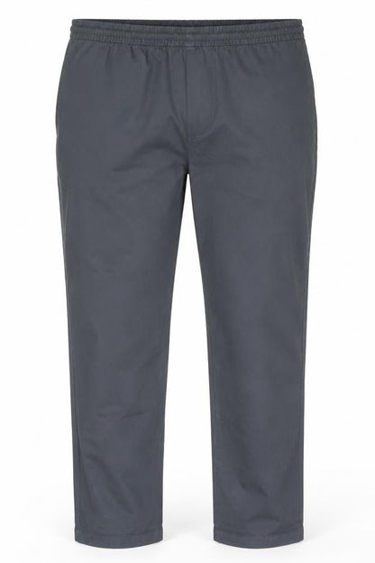 Marks and Spencer Men's Grey Cotton Straight Trousers 40/33 Elastic Waist
