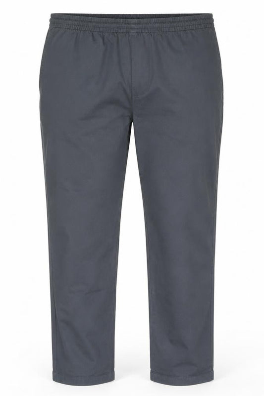 Marks and Spencer Men's Grey Cotton Straight Trousers 40/33 Elastic Waist