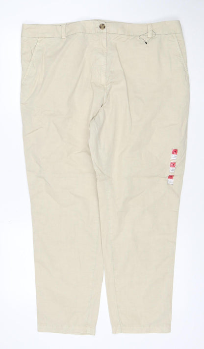 Marks and Spencer Womens Beige Chino Trousers Size 18 Cotton