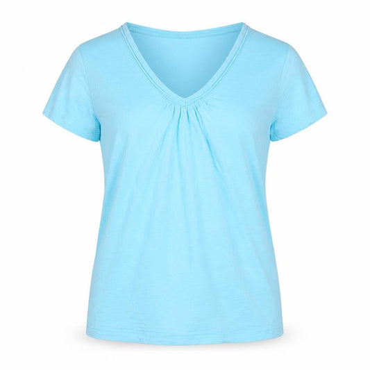 Debenhams Women's Blue Size 14 Cotton Short Sleeve V-Neck T-Shirt