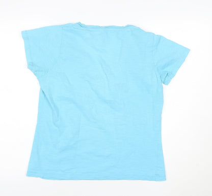 Debenhams Women's Blue Size 14 Cotton Short Sleeve V-Neck T-Shirt