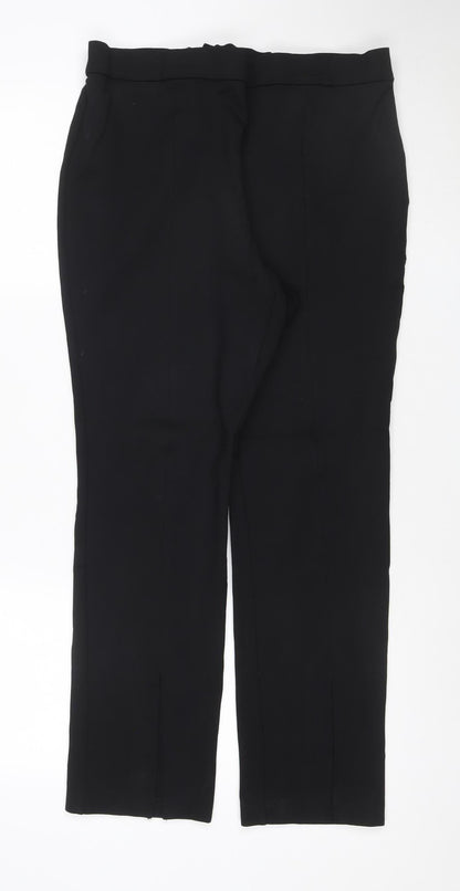 Marks and Spencer Women Black Size 12 Short Straight Leg Trousers