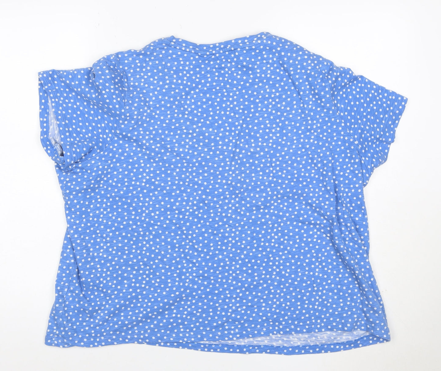 Marks and Spencer Women’s Blue Polka Dot V-Neck Short Sleeve Cotton Top Size 22