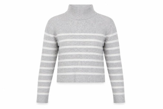 Pull & Bear Women’s Grey Striped Roll Neck Jumper Size 12