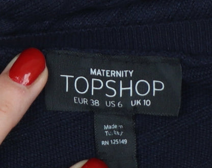 Topshop Maternity Black Ribbed Knit Long Sleeve Bodycon Midi Dress UK 10