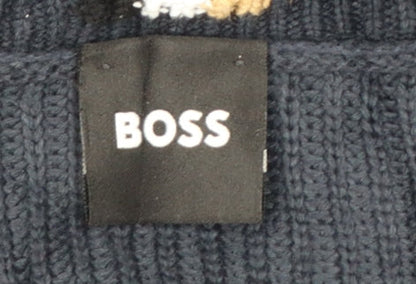 BOSS Men's Blue Cotton Knit Shawl Collar Cardigan L