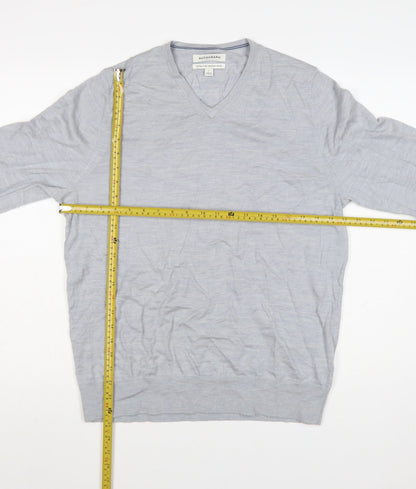Marks and Spencer Men’s Grey Merino Wool V-Neck Jumper Size L