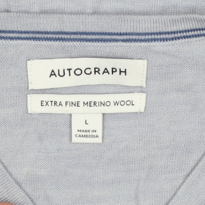 Marks and Spencer Men’s Grey Merino Wool V-Neck Jumper Size L