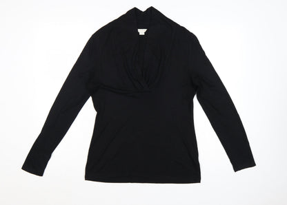 Monsoon Womens Black Wrap Style Long Sleeve Top Size 12