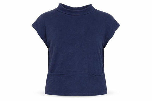 White Stuff Women's Blue Mock Neck Cotton Sleeveless Jumper Size 14
