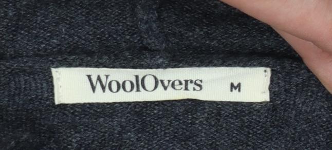 WoolOvers Women's Grey Merino Wool Cashmere Full Zip Hooded Jumper M