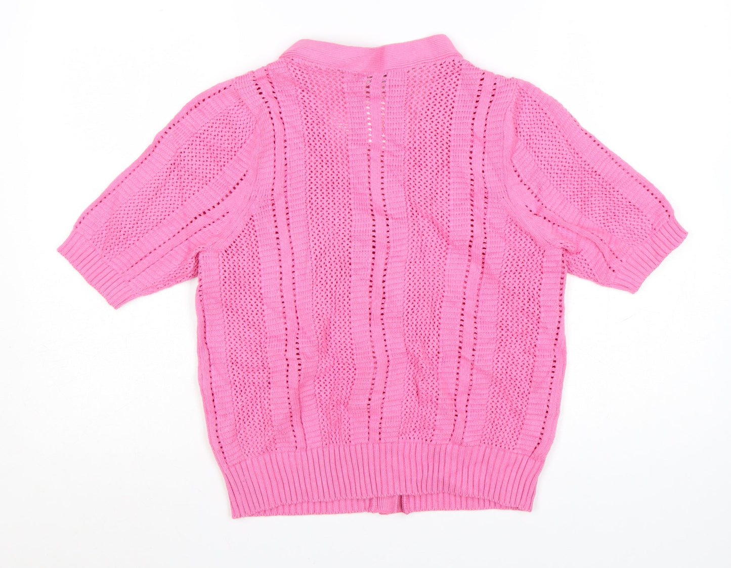 Marks and Spencer Women's Pink V-Neck Short Sleeve Knit Cardigan M