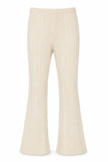 PRETTYLITTLETHING Women’s Beige Knit Flared Trousers Size 10