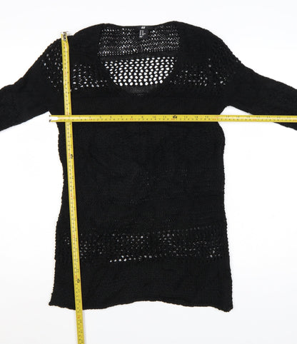 H&M Women’s Black XS Open-Knit Long Sleeve Pullover Jumper