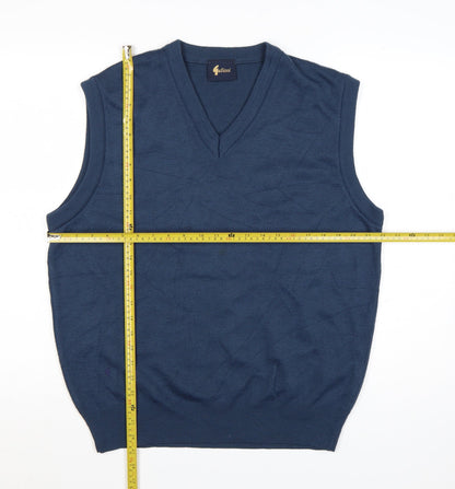 Gabicci Men's Blue Acrylic V-Neck Sleeveless Vest Jumper L
