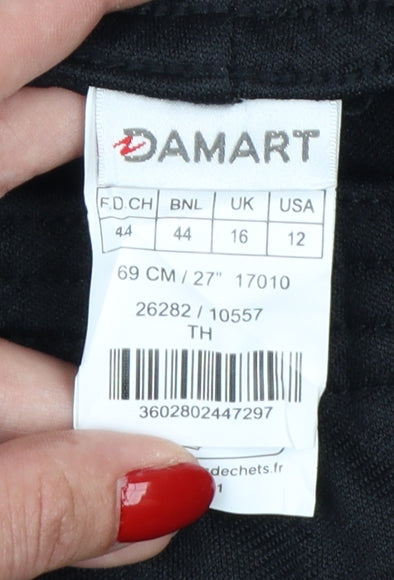 Damart Women’s Black Size 16 Elastic Waist Straight Trousers