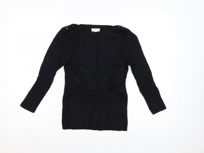 Monsoon Women's Black Knit Pullover Jumper Size M Boat Neck